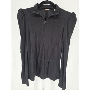 Elie Tahari Womens Sz XS 1/2 Zip Long Sleeve Knit Top Black Blouse